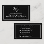 Janitorial Huis schoonmaak diensten zwart-wit Visitekaartje (Voorkant / Achterkant)