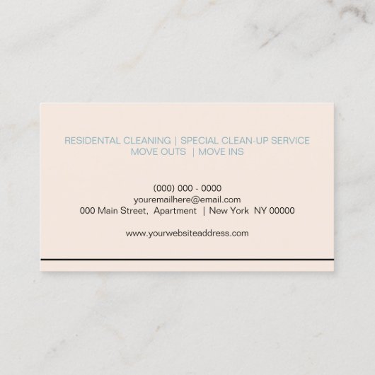 Janitorial Maid Blush House Cleaning Services Visitekaartje (Achterkant)