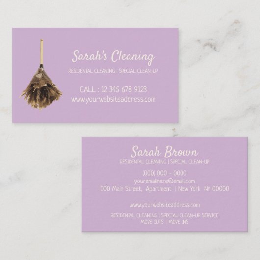 Janitorial maid House Cleaning Marketing Visitekaartje (Voorkant / Achterkant)
