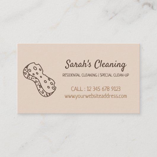 Janitorial maid mobile cleaner lady sponge visitekaartje (Voorkant)