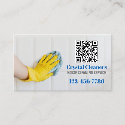 Janitorial Schoonmaak Diensten QR Code Visitekaartje (Voorkant)