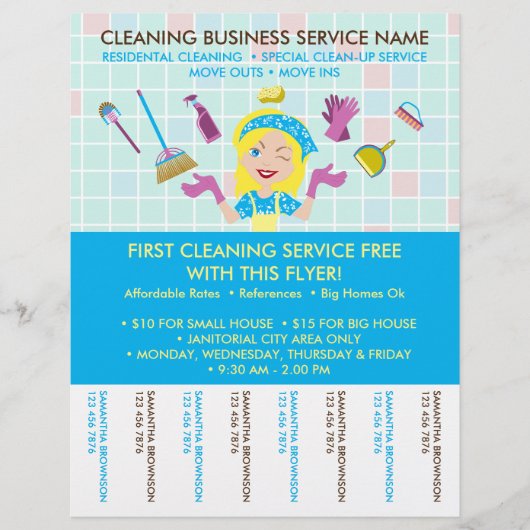 Janitorial Tickets Adverteren Maid Flyer (Voorkant)
