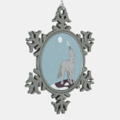 Jankende Arctische Wolf Tin Sneeuwvlok Ornament (Links)