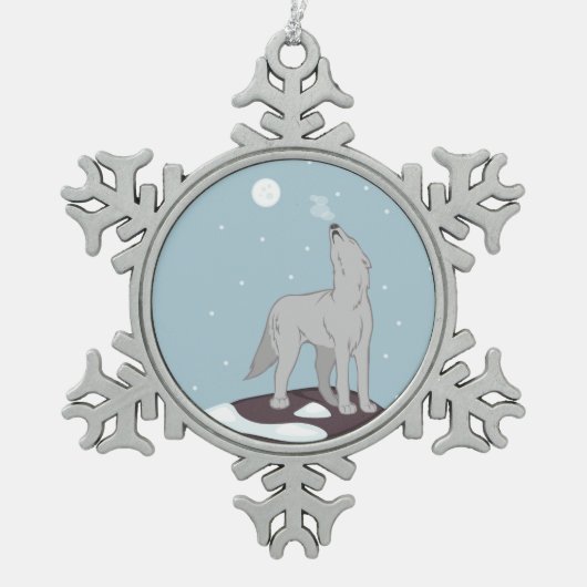 Jankende Arctische Wolf Tin Sneeuwvlok Ornament (Voorkant)