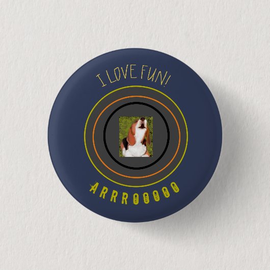 Jankende Beagle, Leuke Pretentielke Hond T-Shirt Ronde Button 3,2 Cm (Voorkant)