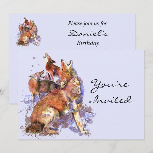 Jankende Coyote Dieren Natuur Verjaardagsfeest Kaart (Voorkant / Achterkant)