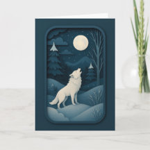 Jankende Witte Wolf Onder Maneschijn Kaart
