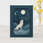 Jankende Witte Wolf Onder Maneschijn Kaart (Gele Bloem)