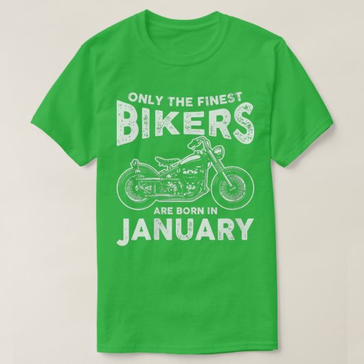 Janu, geboren op de verjaardag van de motorfietser t-shirt (Design voorkant)