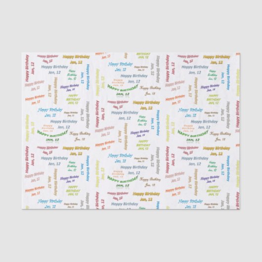 Januari, 12 het Weefselpapier van de Dag Tissuepapier (Voorkant)