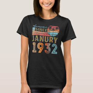 januari 1932 92 jaar oud man van 90 jaar t-shirt