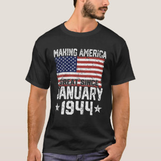 Januari 1944 Amerikaanse vlag 78e verjaardag Gifts T-shirt