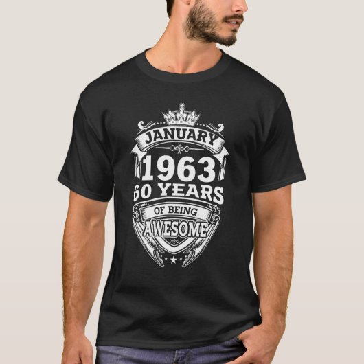 januari 1963 60 jaar Geweldige 60e geboorte T-shirt (Voorkant)