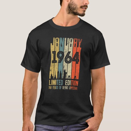 Januari 1964 59 Geboortedag 59: geboortedag 1964 T-shirt (Voorkant)