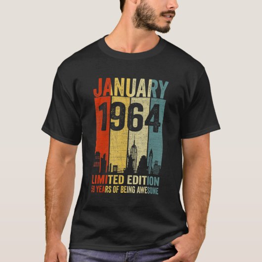 januari 1964 59 jaar Geweldige T-shirt (Voorkant)