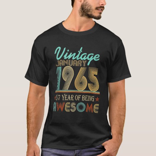 januari 1965 57e dag 57 jaar na de datum van A T-shirt (Voorkant)
