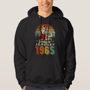 januari 1965 58e verjaardag 58 jaar oude vrouw hoodie