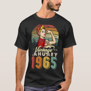 januari 1965 58e verjaardag 58 jaar oude vrouw t-shirt