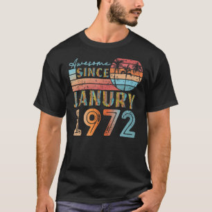  januari 1972 92 jaar 50ste verjaardag man t-shirt