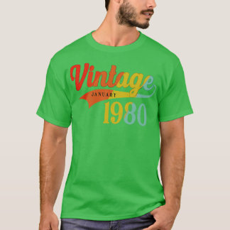Januari 1980 Verjaardag Vintage Januari 1980 Gewel T-shirt