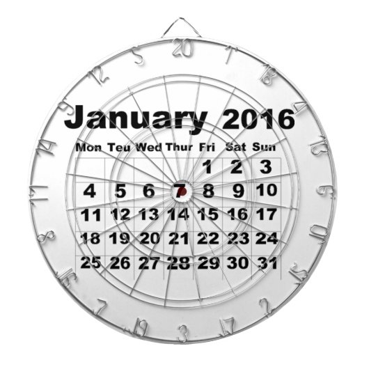 Januari 2016 Kalender Dartbord (Voorkant)