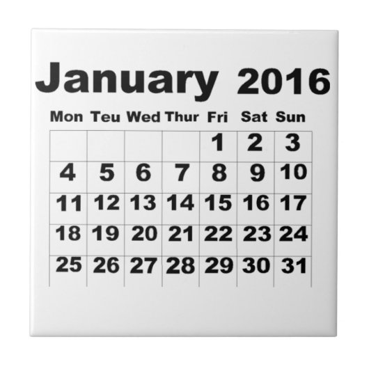 Januari 2016 Kalender Tegeltje (Voorkant)