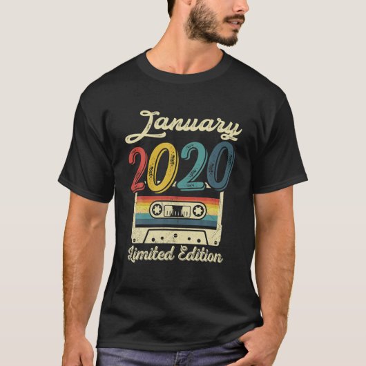 januari 2020 Cassette 2de geboortedag decorat T-shirt (Voorkant)