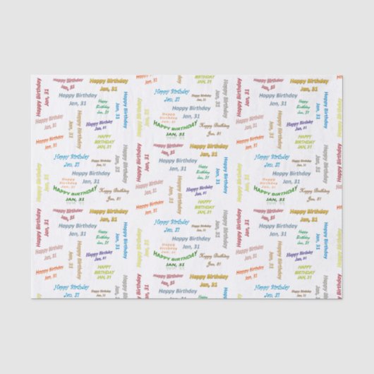 Januari, 31 het Weefselpapier van de Dag Tissuepapier (Voorkant)