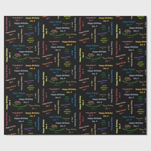 Januari, 4 cadeaupapier voor thuisdag (Vlak)