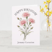 Januari Anjer Verjaardag Kaart (Gele Bloem)