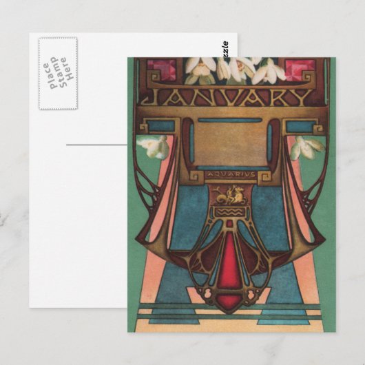 Januari - Aquarius Briefkaart (Voorkant / Achterkant)