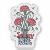 Januari babe viert de hele maand geboorte bloem sticker (Voorkant)
