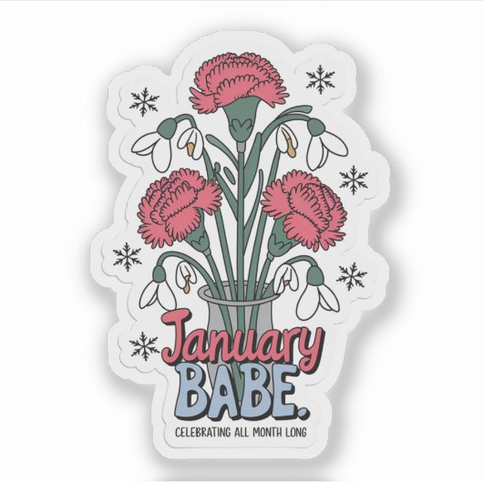 Januari babe viert de hele maand geboorte bloem sticker (Voorkant)