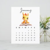Januari Baby Dragon Kunstprint Fantasievol (Staand voorkant)