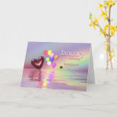 Januari Birthday Garnet Heart Kaart (Gele Bloem)