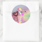 Januari Birthday Garnet Heart Ronde Sticker (Tas)