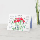 Januari Birthday Rode Roze Landnenbloemen Kaart (Voorkant)