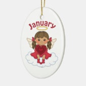 Januari Birthstone Angel Brunette Keramisch Ornament (Links)