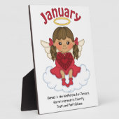 Januari Birthstone Angel Brunette Plaque Fotoplaat (Zijkant)