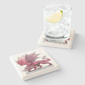 Januari Birthstone Dragon - Garnet Stenen Onderzetter (Zijkant)