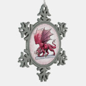 Januari Birthstone Dragon - Garnet Tin Sneeuwvlok Ornament (Links)