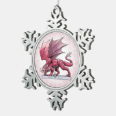 Januari Birthstone Dragon - Garnet Tin Sneeuwvlok Ornament (Rechts)