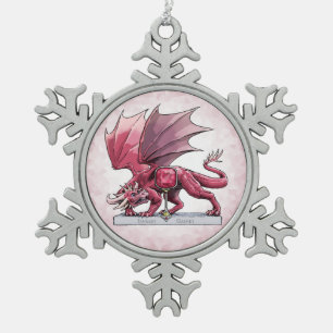 Januari Birthstone Dragon - Garnet Tin Sneeuwvlok Ornament