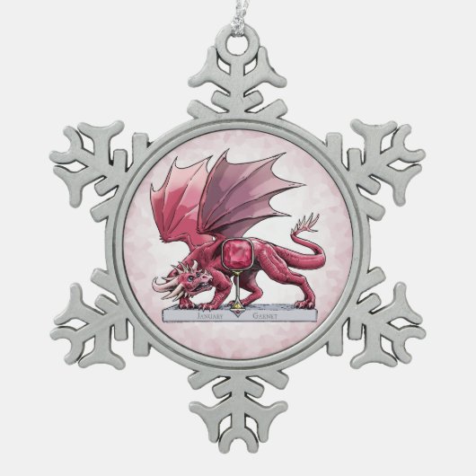 Januari Birthstone Dragon - Garnet Tin Sneeuwvlok Ornament (Voorkant)