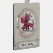 Januari Birthstone Dragon - Garnet Verzilverd Banner Ornament (Rechts)