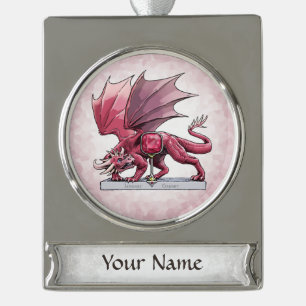 Januari Birthstone Dragon - Garnet Verzilverd Banner Ornament