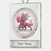 Januari Birthstone Dragon - Garnet Verzilverd Banner Ornament (Links)