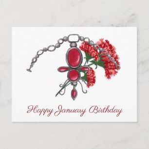Januari Birthstone en Bloem, Garnet en annatie Briefkaart