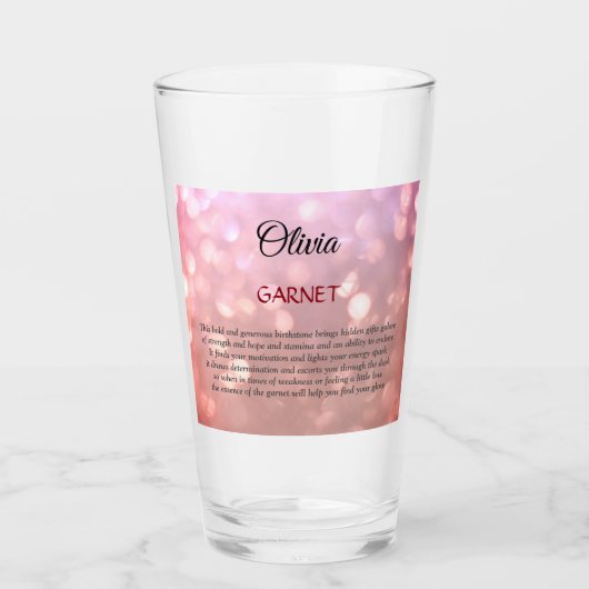 Januari Birthstone Garnet Glas (Voorkant)