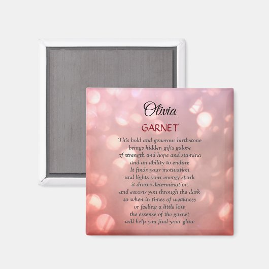 Januari Birthstone Garnet Magneet (Voorkant / Achterkant)